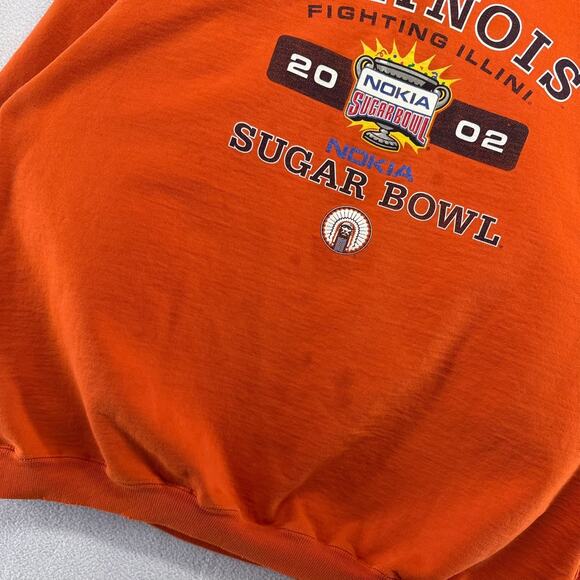 Vintage Illinois Fighting Illini Sweatshirt Men's XL Orange Distressed Boxy y2k - Picture 4 of 13